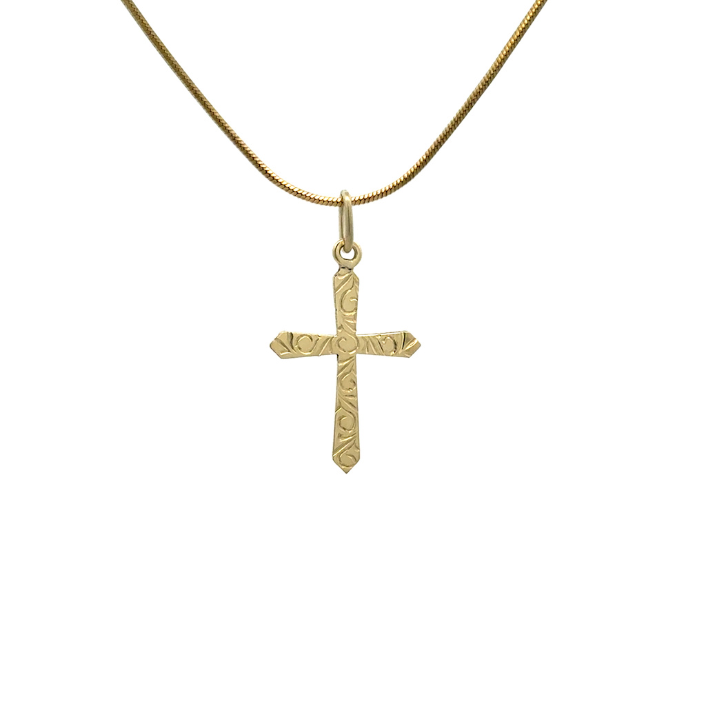 Žluté zlato přívěsek KŘÍŽ se vozem